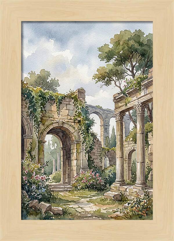 Ancient Ruins In Watercolor