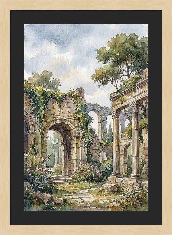 Ancient Ruins In Watercolor