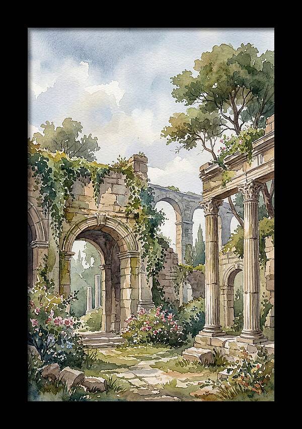 Ancient Ruins In Watercolor