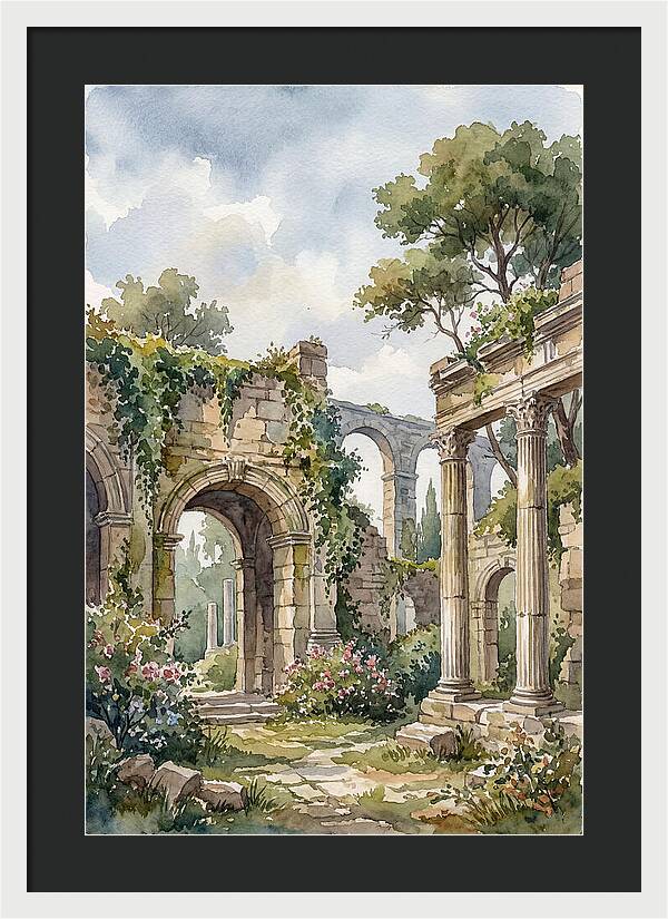 Ancient Ruins In Watercolor