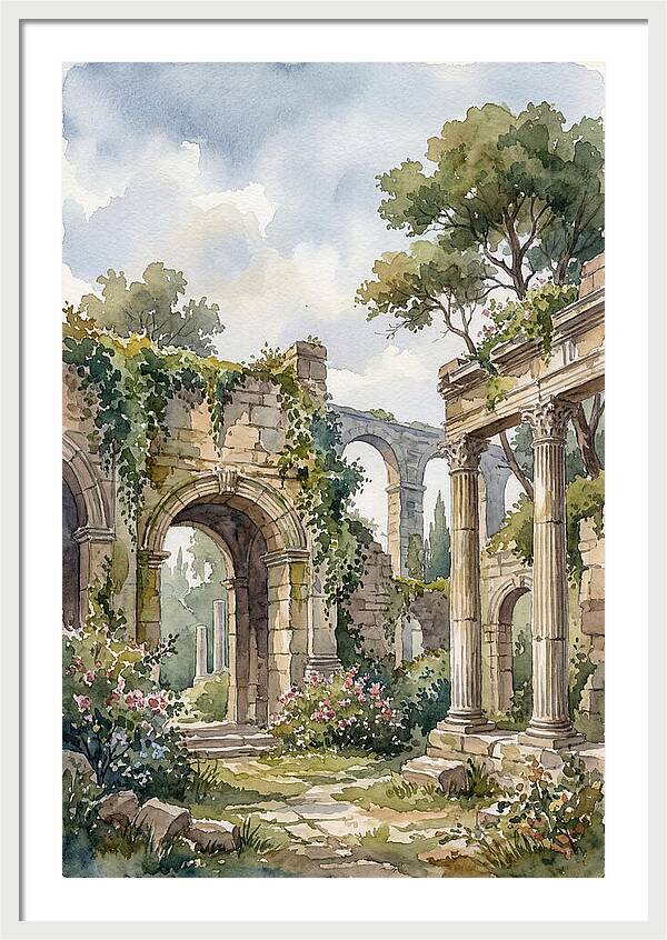 Ancient Ruins In Watercolor