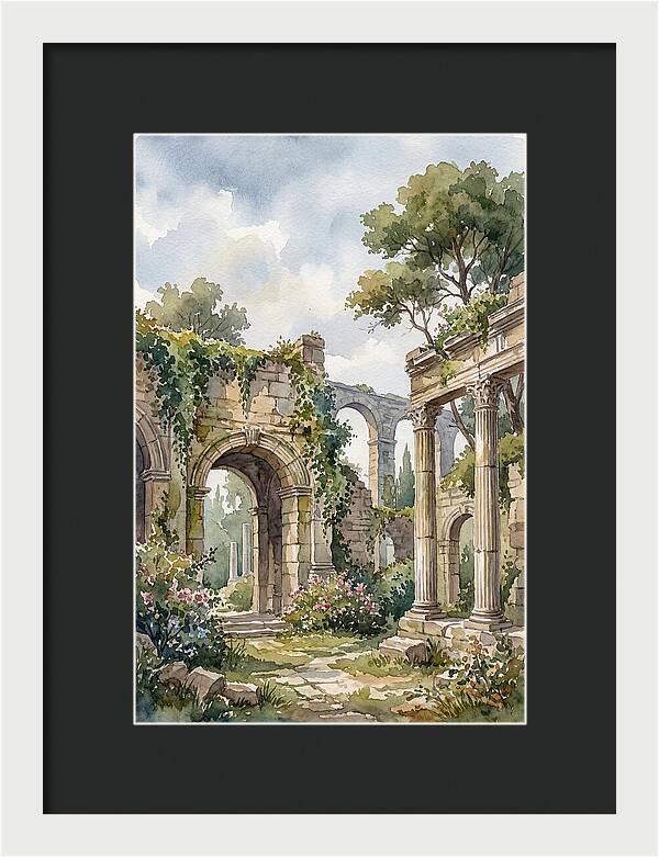 Ancient Ruins In Watercolor