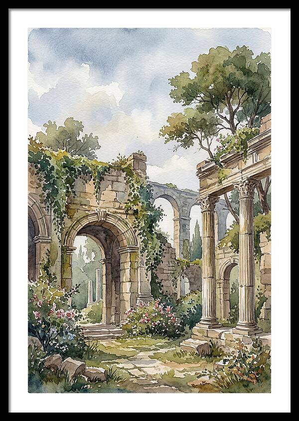Ancient Ruins In Watercolor