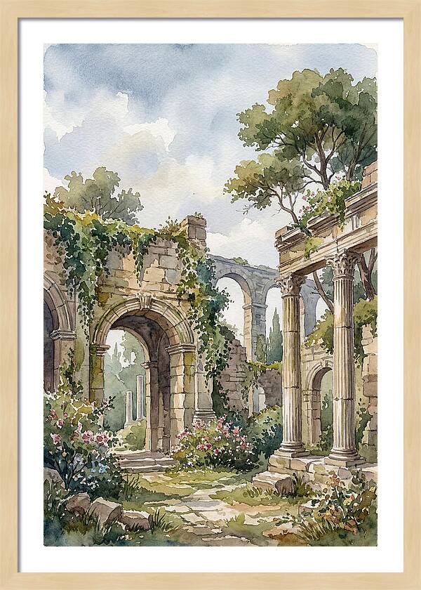 Ancient Ruins In Watercolor