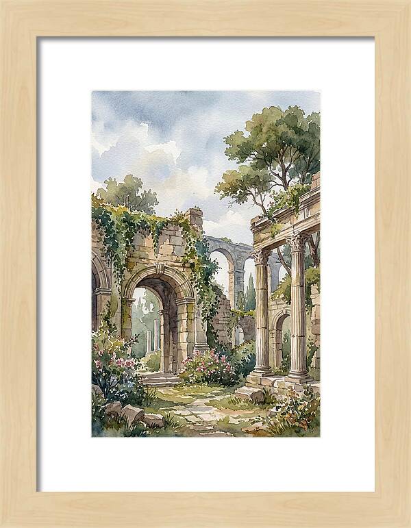 Ancient Ruins In Watercolor