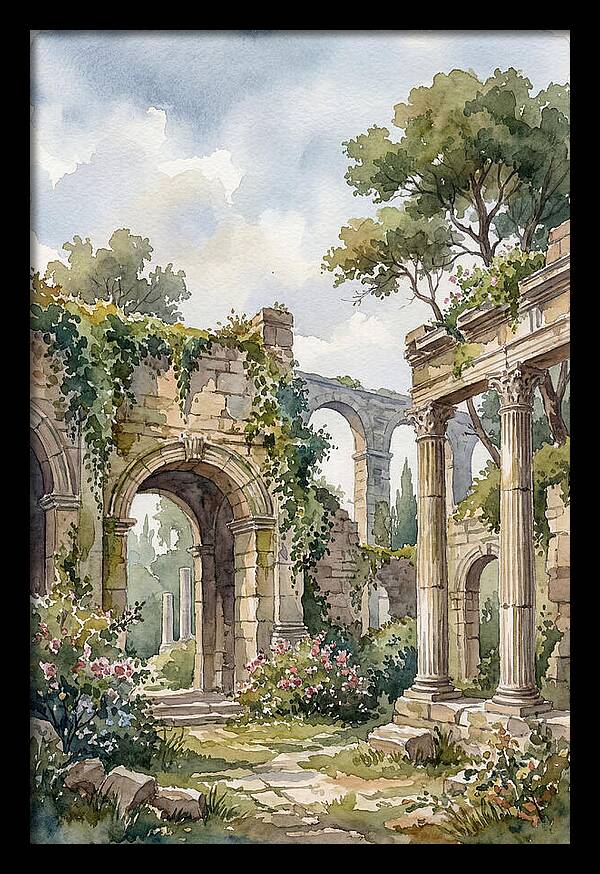 Ancient Ruins In Watercolor