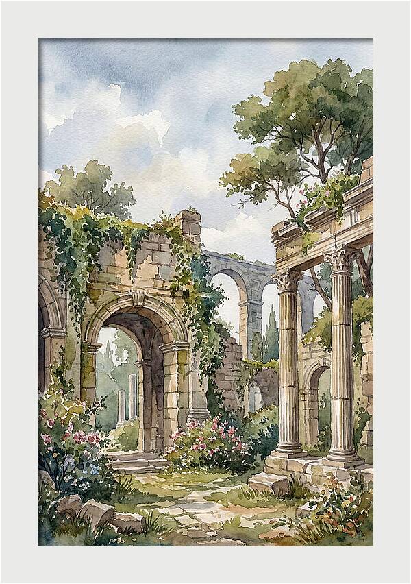 Ancient Ruins In Watercolor
