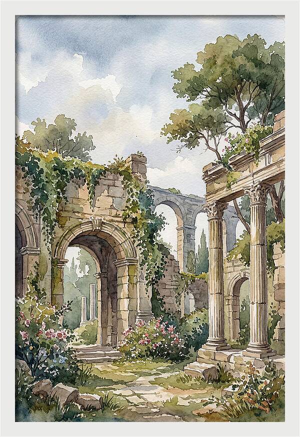 Ancient Ruins In Watercolor