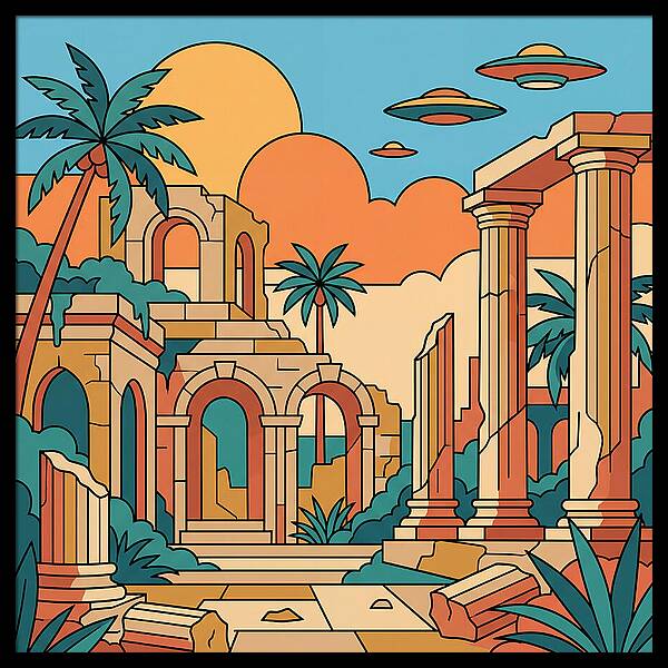 Ancient Ruins Under A Vibrant Sky