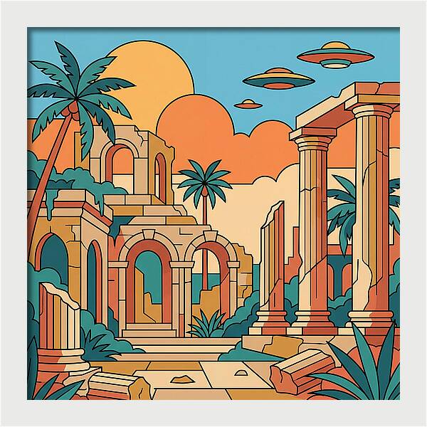 Ancient Ruins Under A Vibrant Sky