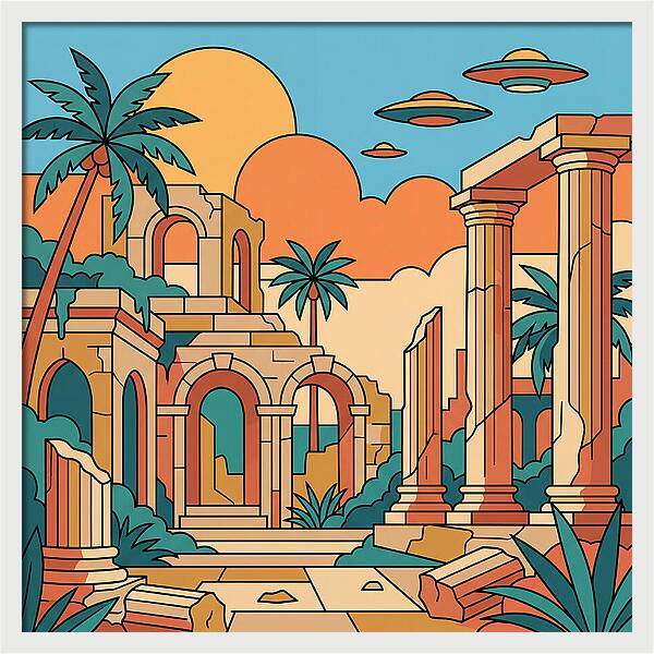 Ancient Ruins Under A Vibrant Sky