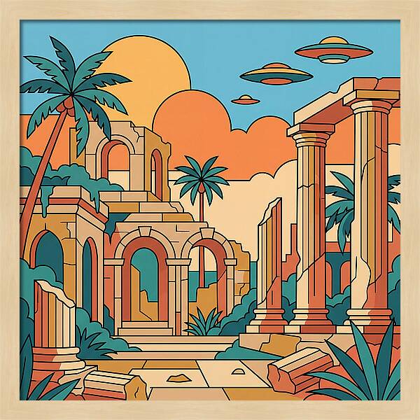 Ancient Ruins Under A Vibrant Sky