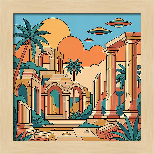 Ancient Ruins Under A Vibrant Sky
