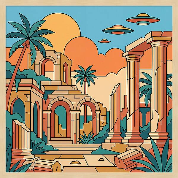 Ancient Ruins Under A Vibrant Sky