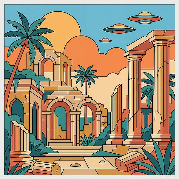 Ancient Ruins Under A Vibrant Sky