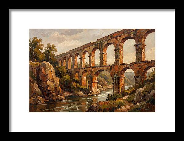 Ancient Stone Aqueduct Over River