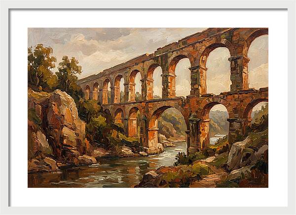 Ancient Stone Aqueduct Over River