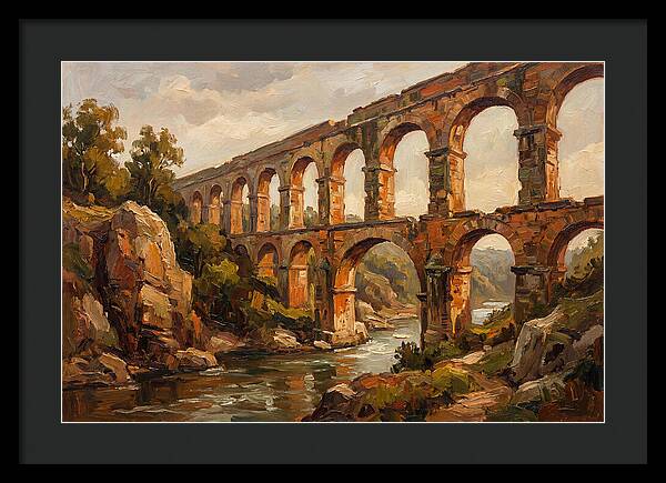 Ancient Stone Aqueduct Over River
