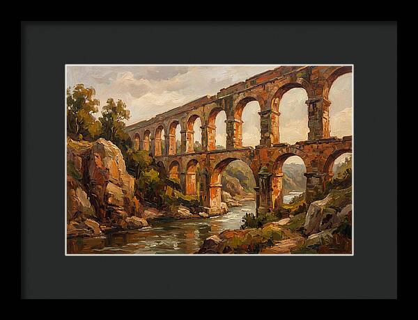 Ancient Stone Aqueduct Over River