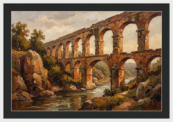 Ancient Stone Aqueduct Over River