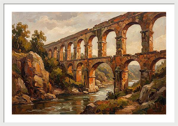 Ancient Stone Aqueduct Over River