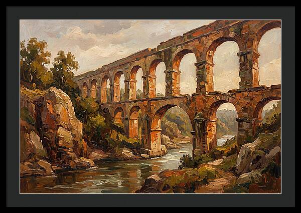 Ancient Stone Aqueduct Over River