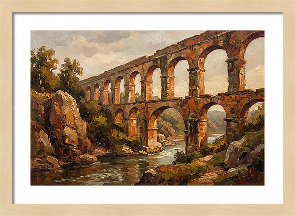 Ancient Stone Aqueduct Over River