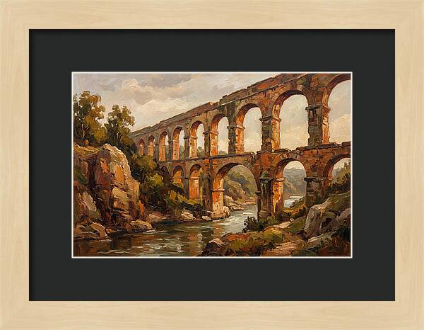 Ancient Stone Aqueduct Over River