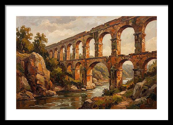 Ancient Stone Aqueduct Over River