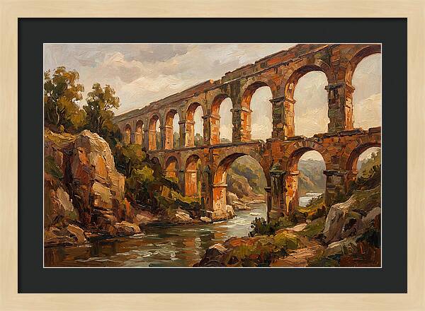 Ancient Stone Aqueduct Over River
