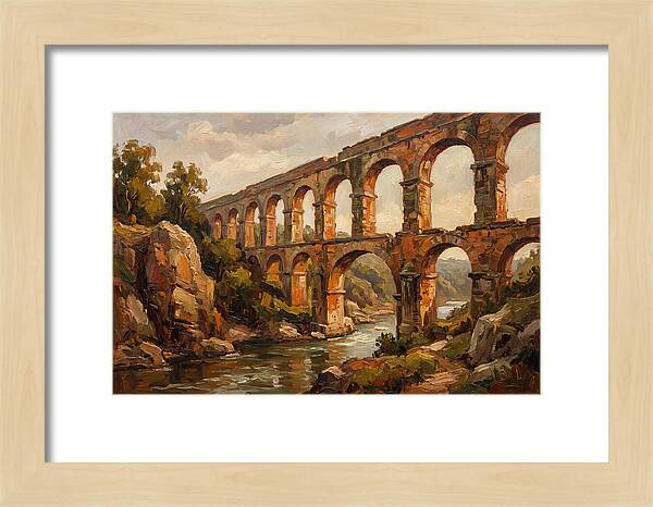 Ancient Stone Aqueduct Over River