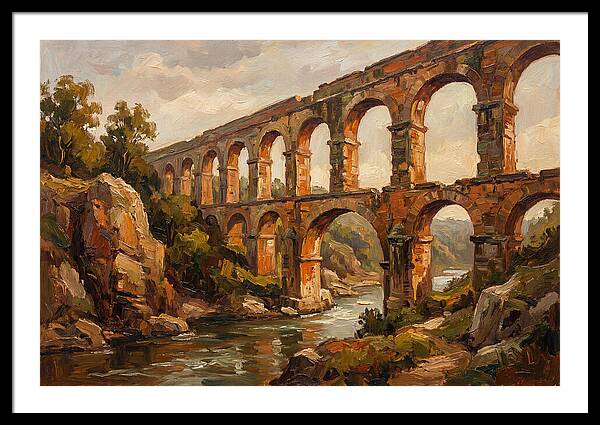 Ancient Stone Aqueduct Over River