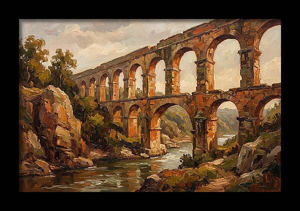 Ancient Stone Aqueduct Over River