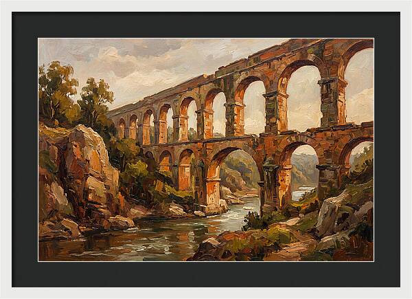 Ancient Stone Aqueduct Over River