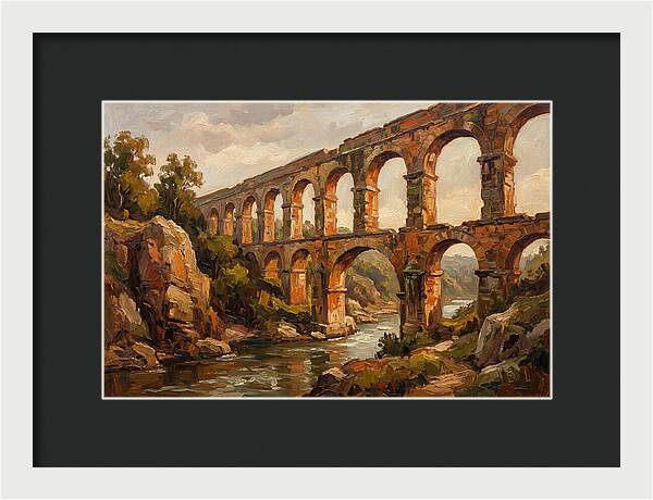 Ancient Stone Aqueduct Over River