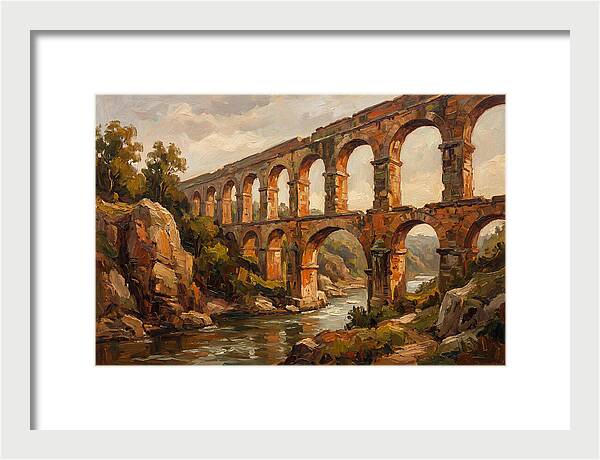 Ancient Stone Aqueduct Over River