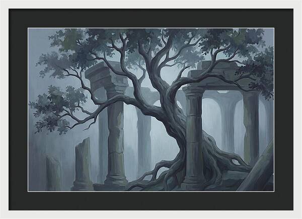 Ancient Tree Through Ruins