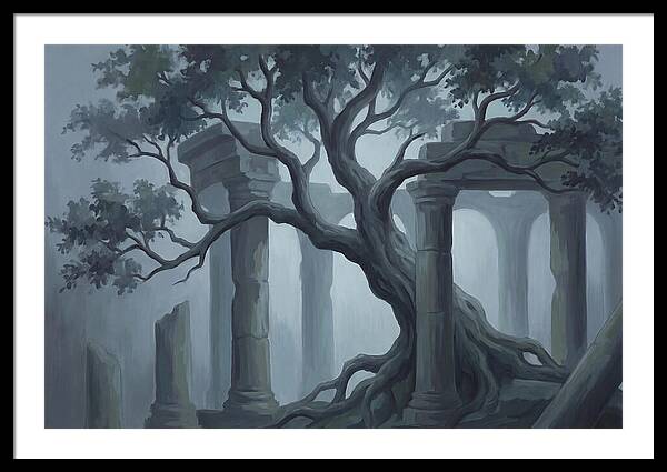 Ancient Tree Through Ruins