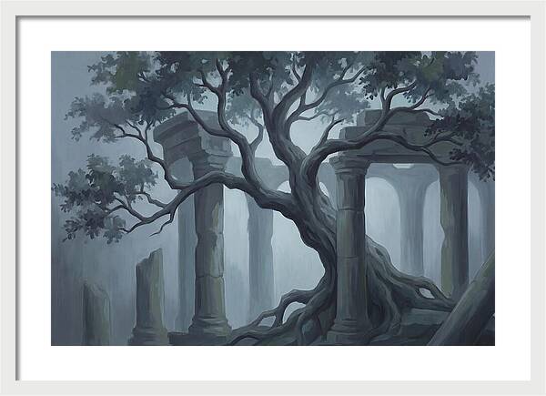 Ancient Tree Through Ruins