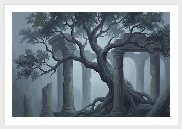 Ancient Tree Through Ruins