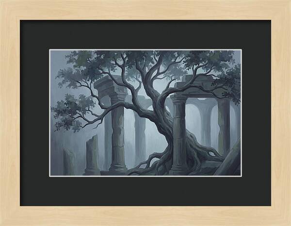Ancient Tree Through Ruins