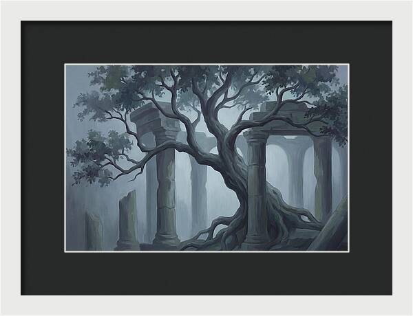 Ancient Tree Through Ruins