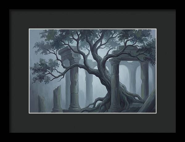 Ancient Tree Through Ruins