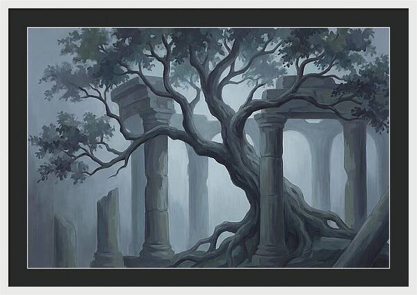 Ancient Tree Through Ruins