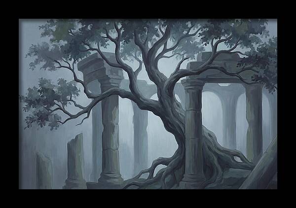 Ancient Tree Through Ruins