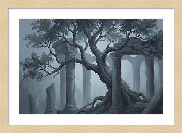 Ancient Tree Through Ruins