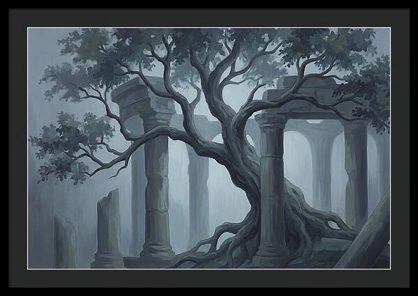 Ancient Tree Through Ruins