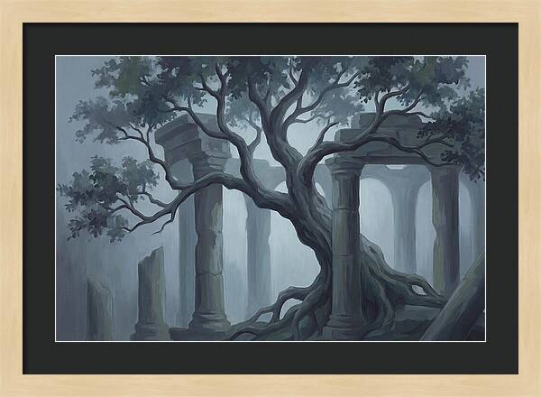 Ancient Tree Through Ruins