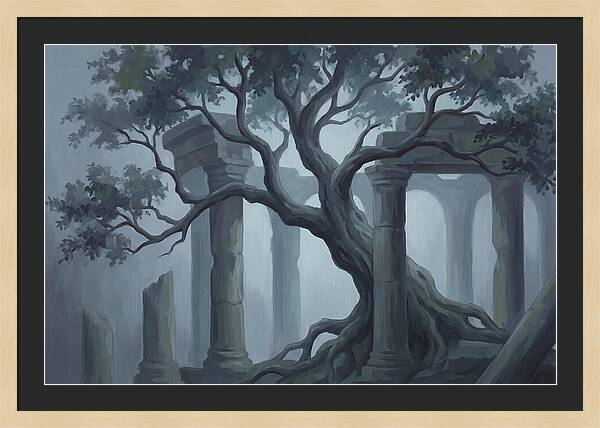 Ancient Tree Through Ruins