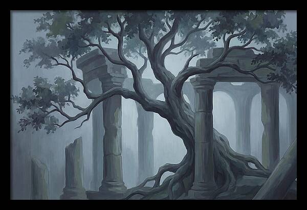 Ancient Tree Through Ruins